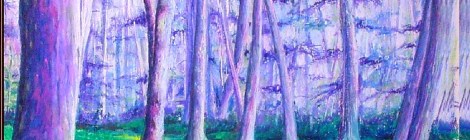 Purple Trees oil pastel by Karen Marcos