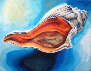 Acrylic shell painting